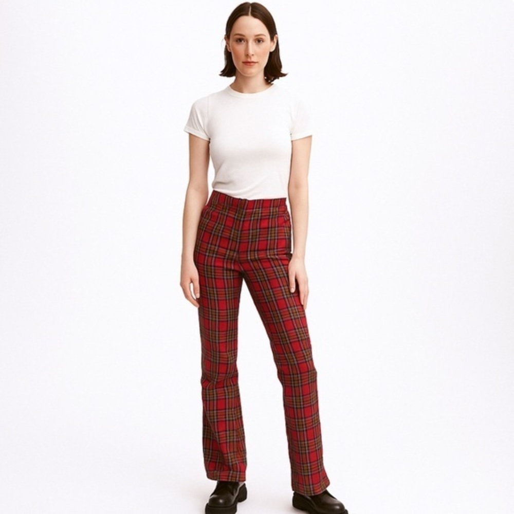 Ralph for Ralph Lauren Black Label Red Plaid Pants Slacks NWOT Sz 12